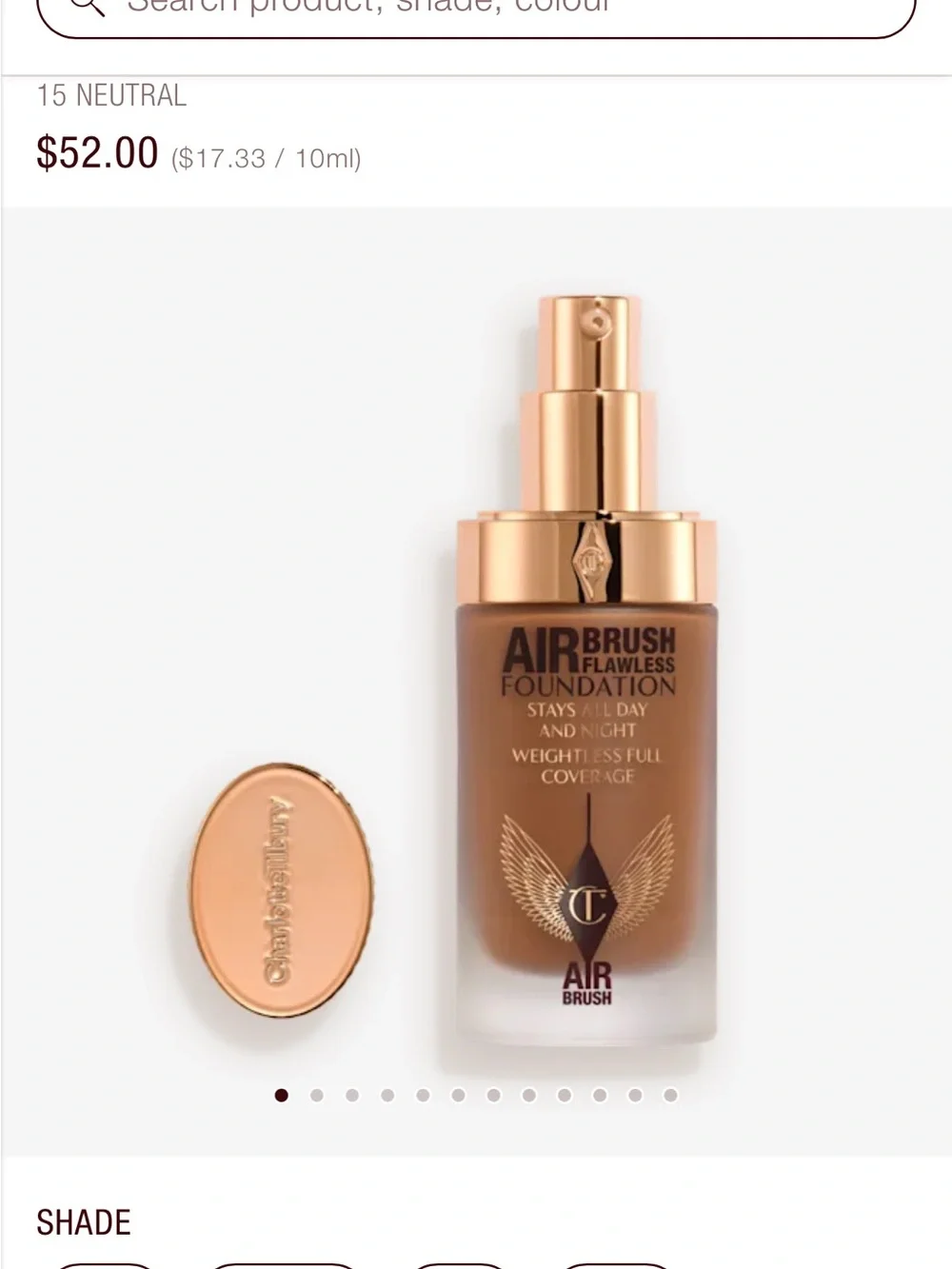 Charlotte Tilbury Airbrush Flawless Foundation - Cool & Sun -Kissed bronzer Tan